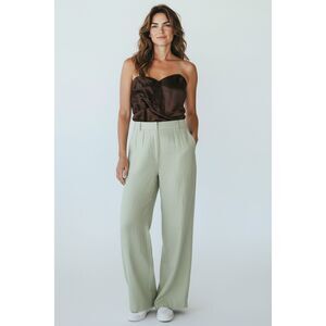 Hevron 100% Linen Wide Leg pant in Light Green NWT Size 4